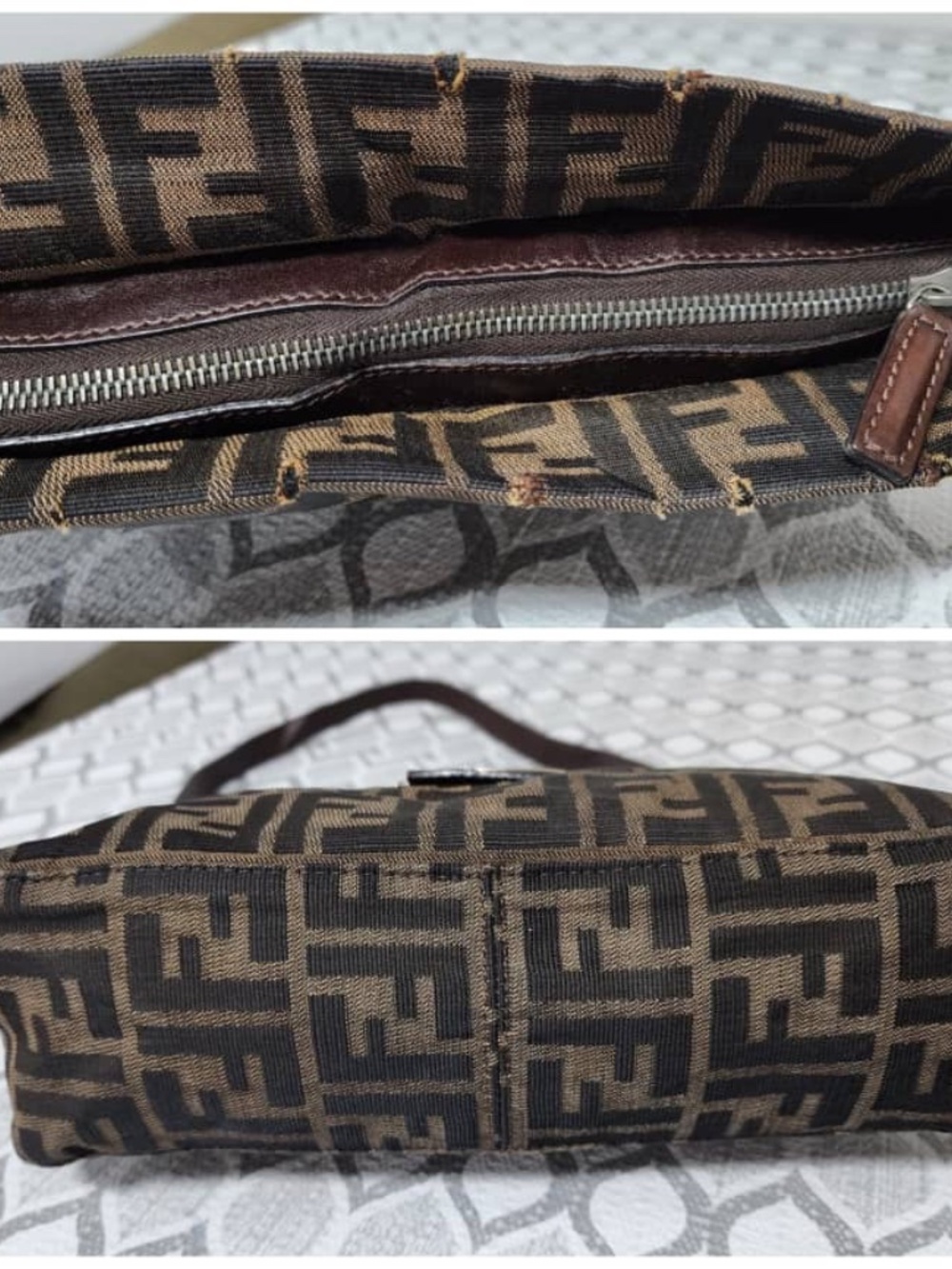 Authentic FENDI Vintage Zucca Baguette Shoulder Bag Brown - Picture 7 of 15